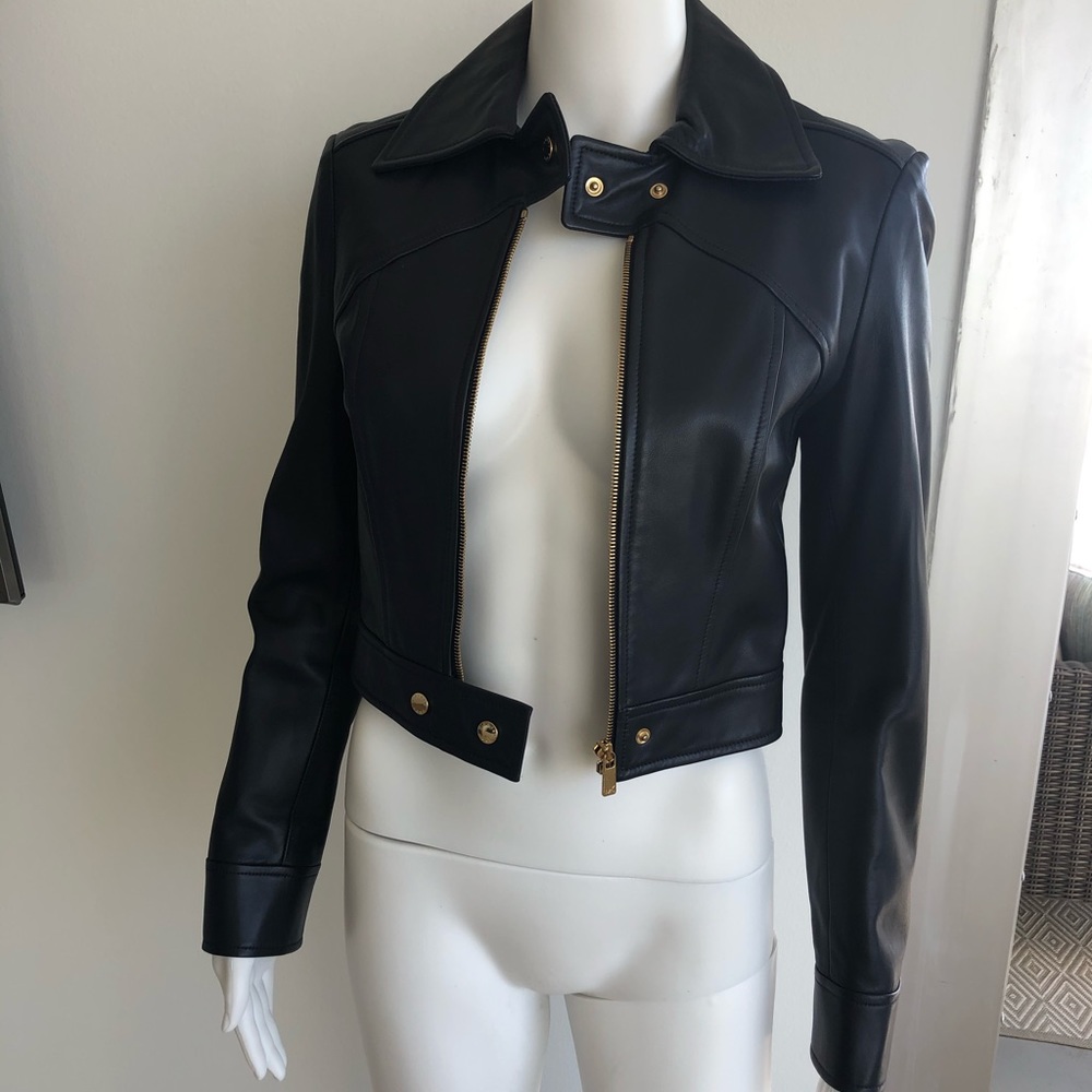 Michael Kors high end line Navy Leather Jacket